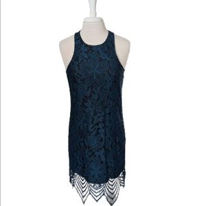 Express Black Lined With Lace Overlay Dress Medium Blue